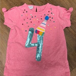 Mud Pie Pink Sequin Number 4 Shirt